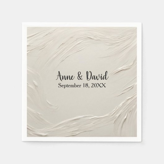 Serviette En Papier Anniversaire Abstraite de la texture ivoire (Devant)