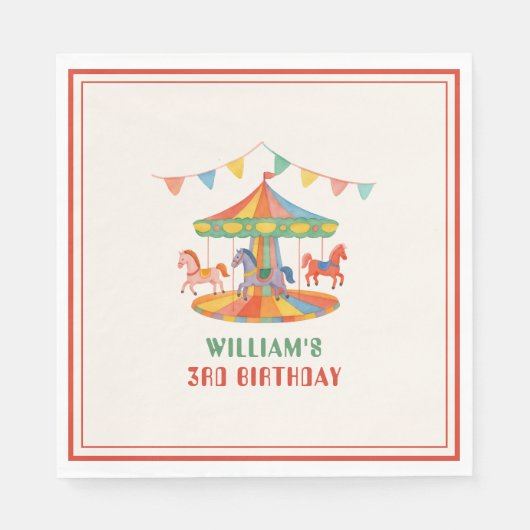 Serviette En Papier Anniversaire adorable du carrousel (Devant)