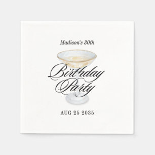 Serviette En Papier Anniversaire Adulte Élégant Cocktail Tout Âge