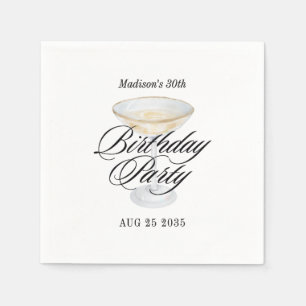 Serviette En Papier Anniversaire Adulte Élégant Cocktail Tout Âge