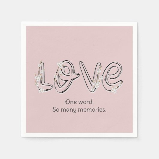 Serviette En Papier Anniversaire Amour Fleur d'Amande Texte (Devant)