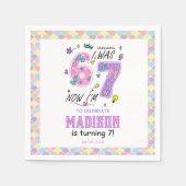 Serviette En Papier Anniversaire arc-en-ciel 7 ans | J'avais 6 ans, ma (Devant)