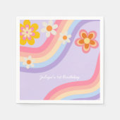 Serviette En Papier Anniversaire Arc-en-ciel rétro (Devant)