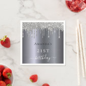 Serviette En Papier Anniversaire argent parties scintillant monogramme (En situation)