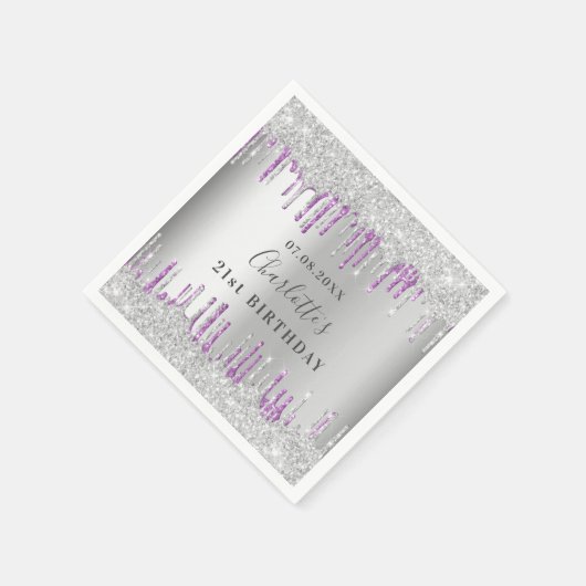 Serviette En Papier Anniversaire argent violet parties scintillant gou (Coin)
