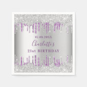 Serviette En Papier Anniversaire argent violet parties scintillant gou (Devant)