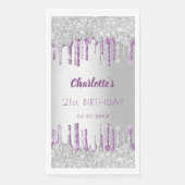 Serviette En Papier Anniversaire argent violet parties scintillant gou (Devant)