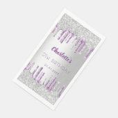Serviette En Papier Anniversaire argent violet parties scintillant gou (Coin)