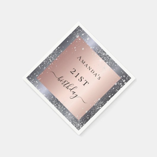 Serviette En Papier Anniversaire argenté rose or parties scintillant p (Coin)