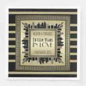 Serviette En Papier Anniversaire Art Déco Mariage Champagne Gold Gatsb (Devant)