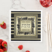 Serviette En Papier Anniversaire Art Déco Mariage Champagne Gold Gatsb (En situation)