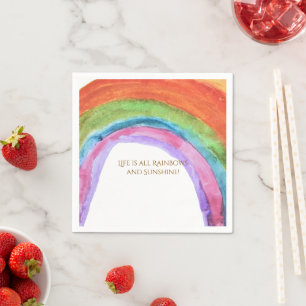 Serviette En Papier Anniversaire Authentique Enfant Aquarelle Arc-en-c