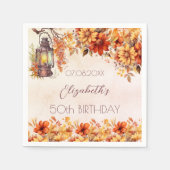 Serviette En Papier Anniversaire automne fleurons oranges lampe rustiq (Devant)