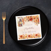 Serviette En Papier Anniversaire automne fleurons oranges lampe rustiq