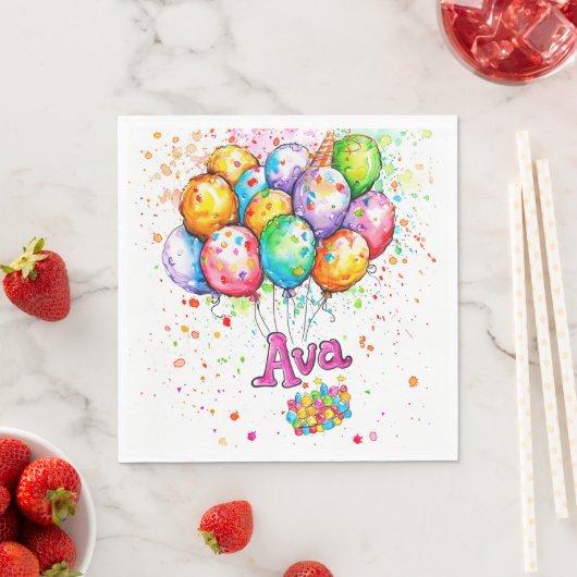 Serviette En Papier Anniversaire Ava (En situation)