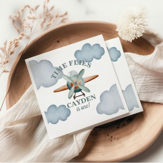 Serviette En Papier Anniversaire avion Temps qui passe