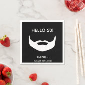 Serviette En Papier Anniversaire barbe noir blanc hommes monogramme (En situation)