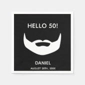 Serviette En Papier Anniversaire barbe noir blanc hommes monogramme (Devant)