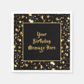 Serviette En Papier Anniversaire Black Gold Stars manuscrite Brush Scr (Devant)