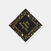 Serviette En Papier Anniversaire Black Gold Stars manuscrite Brush Scr (Coin)
