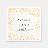 Serviette En Papier Anniversaire blanc or parties scintillant poussièr (Devant)