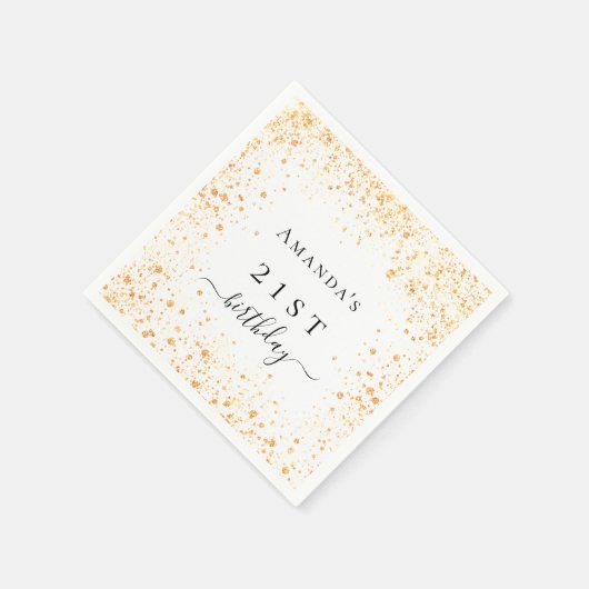 Serviette En Papier Anniversaire blanc or parties scintillant poussièr (Coin)