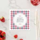 Serviette En Papier Anniversaire blanc, rouge et bleu préppy (En situation)
