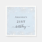 Serviette En Papier Anniversaire bleu clair argent parties scintillant (Devant)