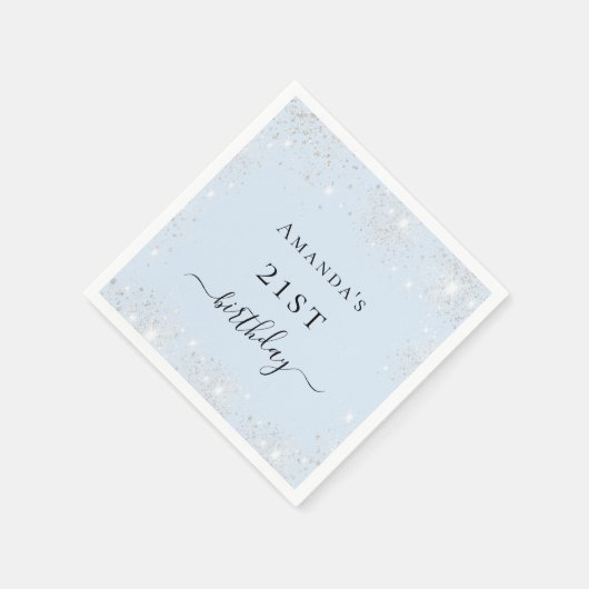 Serviette En Papier Anniversaire bleu clair argent parties scintillant (Coin)