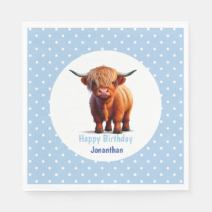 Serviette En Papier Anniversaire bleu de Cow Highland