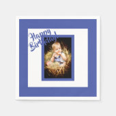 Serviette En Papier Anniversaire bleu photo garçon (Devant)