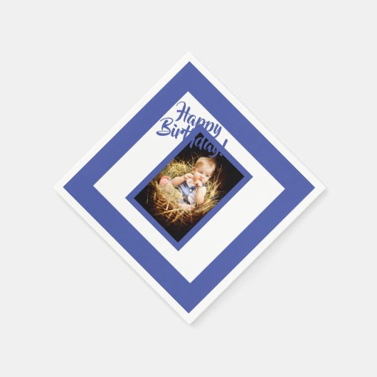 Serviette En Papier Anniversaire bleu photo garçon (Coin)