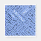 Serviette En Papier Anniversaire bleu typographie ajouter nom (Devant)