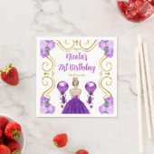Serviette En Papier Anniversaire Blonde Princesse en violet (En situation)