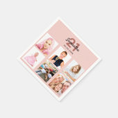 Serviette En Papier Anniversaire blush rose collage photo en or (Coin)