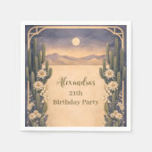 Serviette En Papier Anniversaire Boho Désert Cactus (Devant)