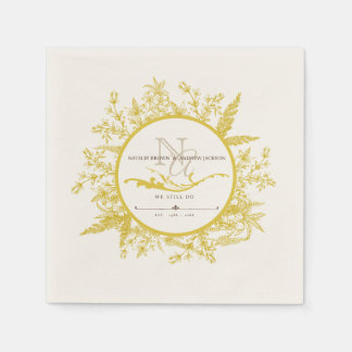 Serviette En Papier Anniversaire Boho Floral Monogram Napkin