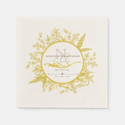 Serviette En Papier Anniversaire Boho Floral Monogram Napkin (Devant)
