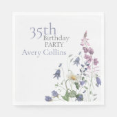 Serviette En Papier Anniversaire Botanique de 35 ans (Devant)