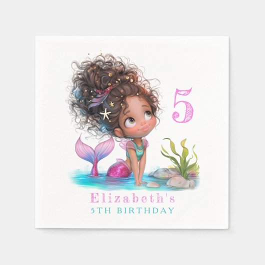 Serviette En Papier Anniversaire Brown de la petite sirène (Devant)