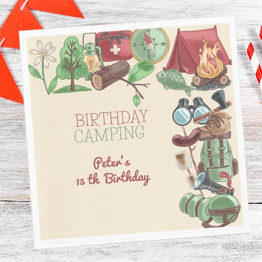 Serviette En Papier Anniversaire camping nature randonnée pour enfants