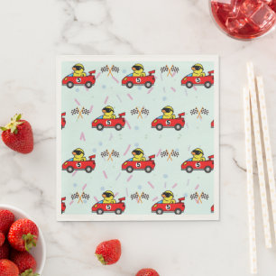 Serviette En Papier Anniversaire Canard voiture course rouge course ga