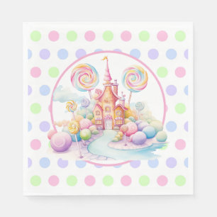 Serviette En Papier Anniversaire Candyland Pastel Aquarelle Fantaisist