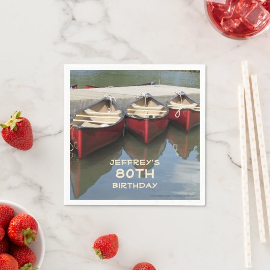 Serviette En Papier Anniversaire, Canots rouges, Nom, Papier (En situation)