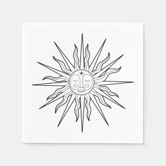 Serviette En Papier Anniversaire céleste soleil capricieux noir et bla (Devant)