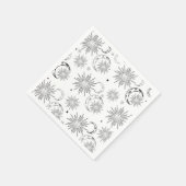 Serviette En Papier Anniversaire céleste soleil fantaisiste noir et bl (Coin)