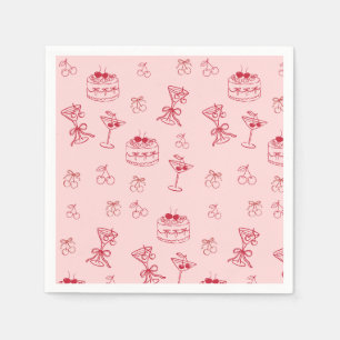 Serviette En Papier Anniversaire Cerise sur le Gâteau
