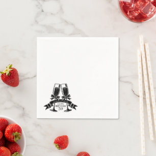 Serviette En Papier Anniversaire Champagne Nœud