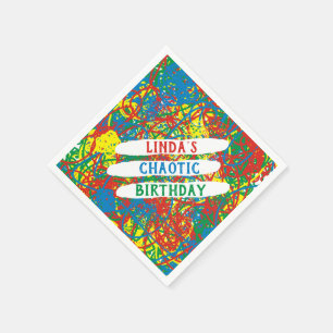 Serviette En Papier Anniversaire chaotique du nom Rouge Bleu Vert Jaun
