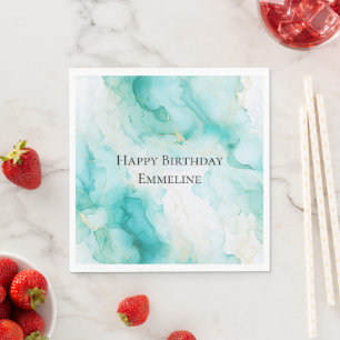 Serviette En Papier Anniversaire Chic Mint White Gold